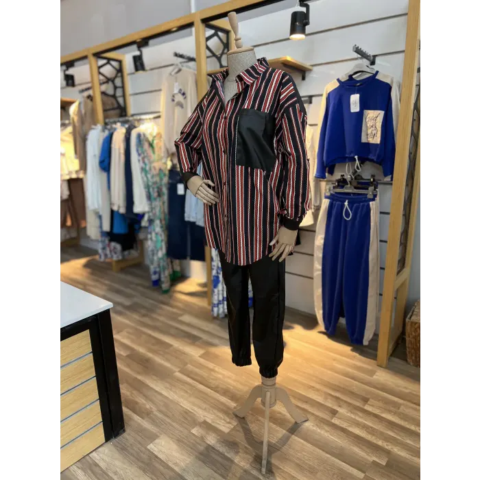 Rinas Deri Detaylı Gömlek