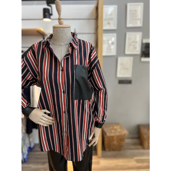 Rinas Deri Detaylı Gömlek