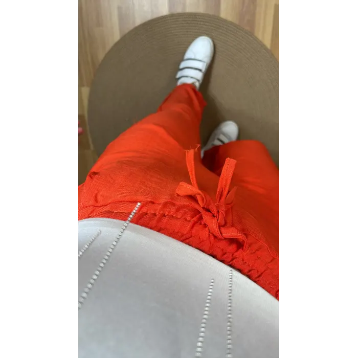 Rozev Duble Paça Keten Pantolon