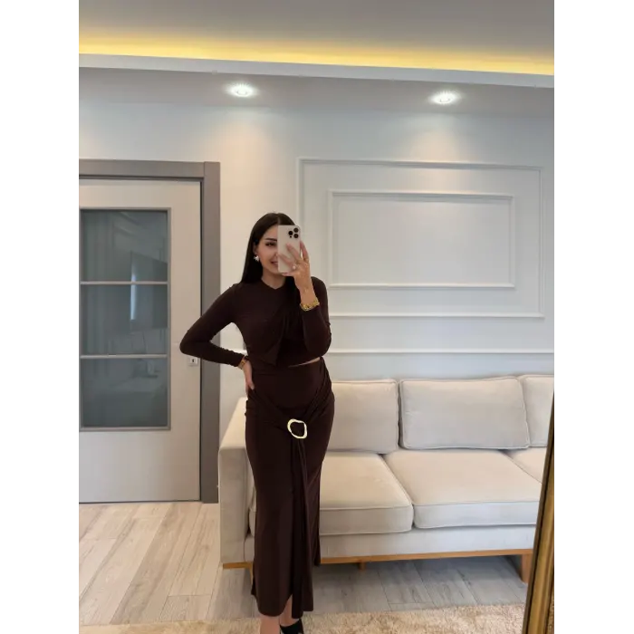 Sandy Tokalı Etek Bluz Takım