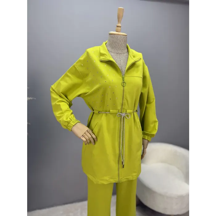 Secret Taş Detaylı Fermuarlı İkili Takım