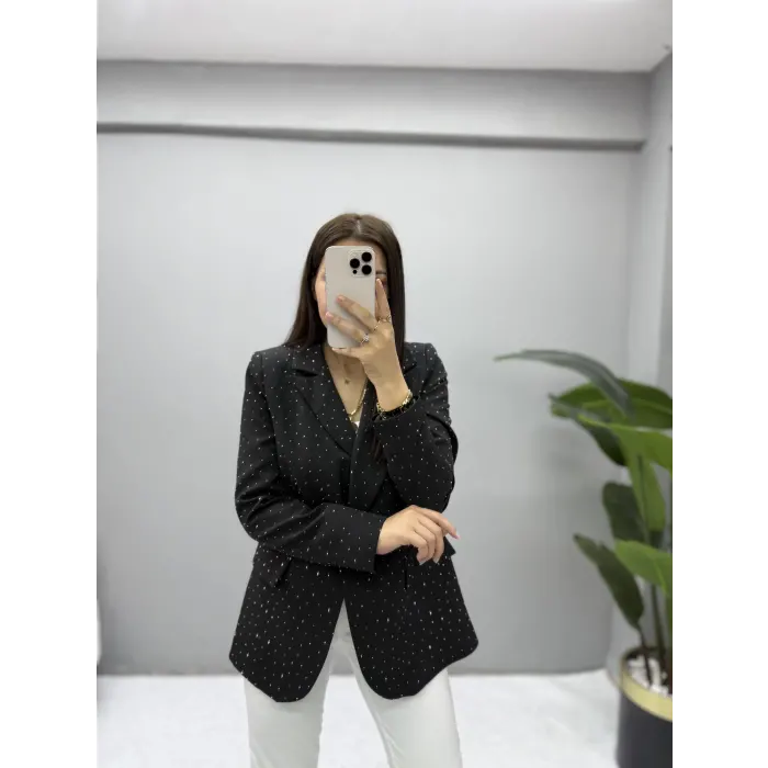 Serpme Taş Detaylı Blazer Ceket