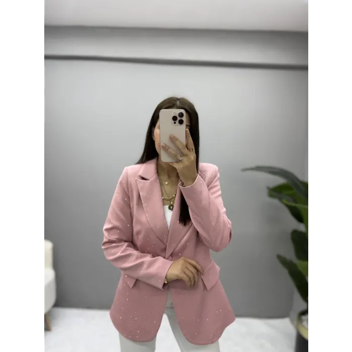 Serpme Taş Detaylı Blazer Ceket
