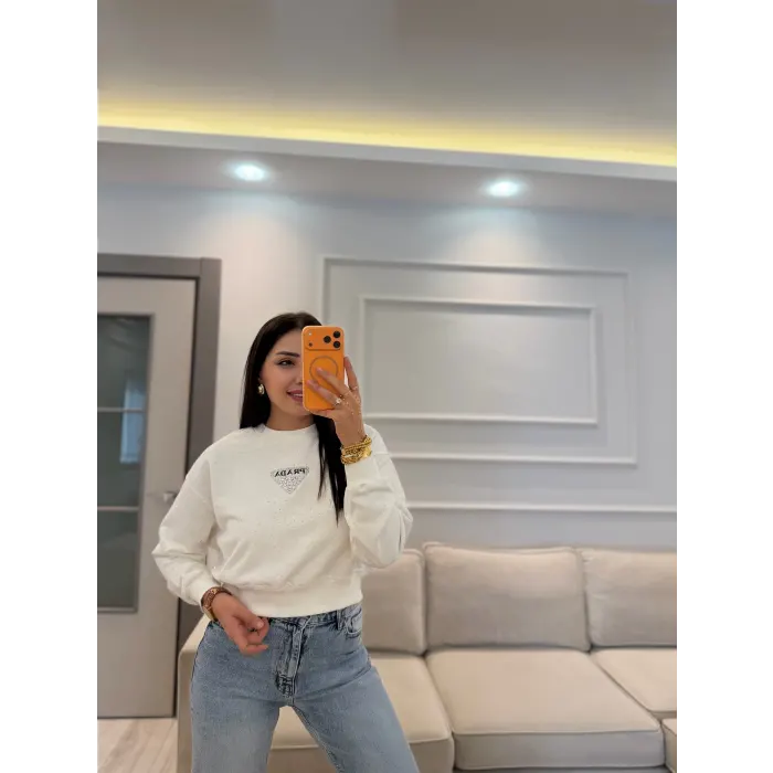 Serpme Taşlı Prada Sweatshirt