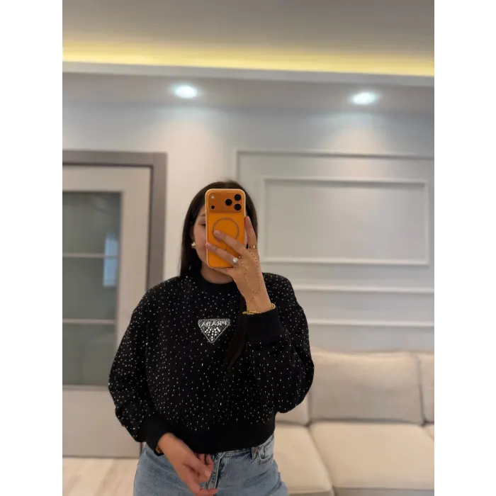 Serpme Taşlı Prada Sweatshirt