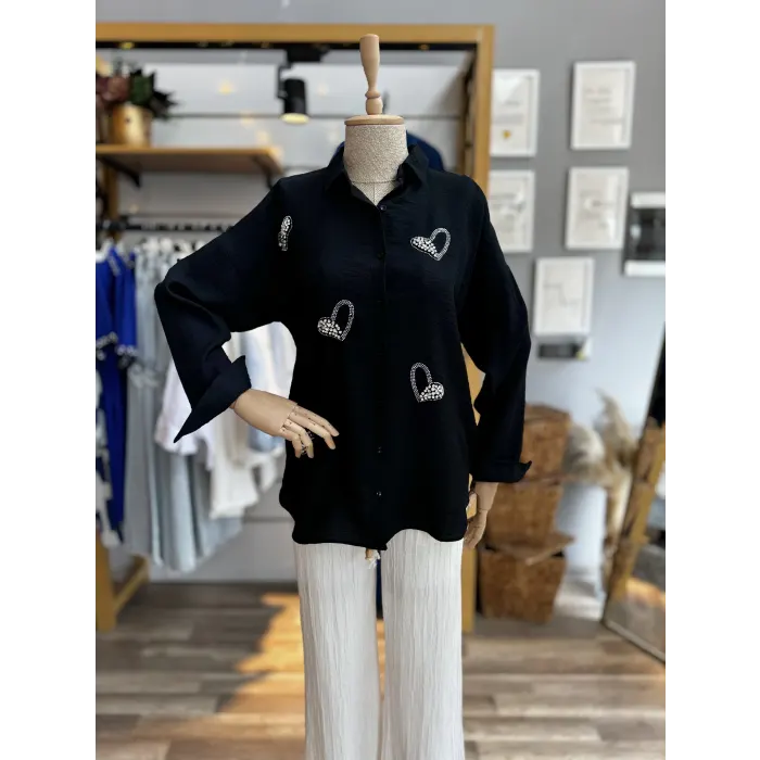 Siento Kalp Taşlı Gömlek