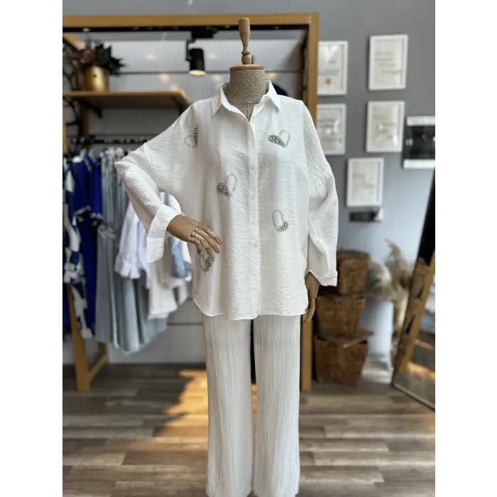 Siento Kalp Taşlı Gömlek