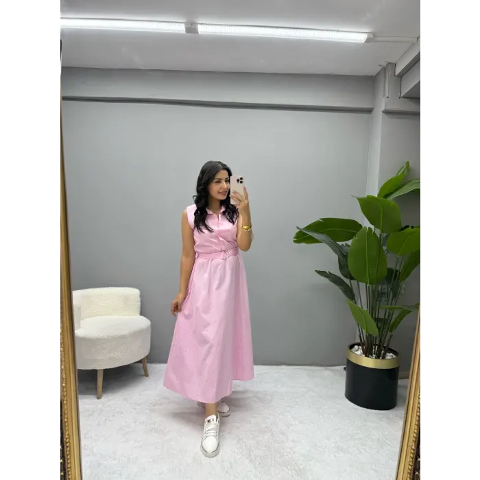 Sıfır Kol Taşlı Elbise