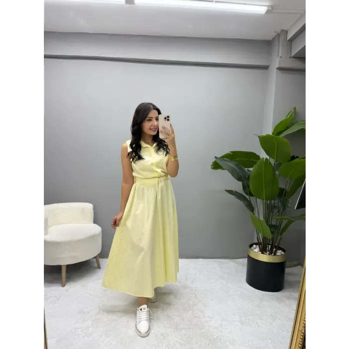 Sıfır Kol Taşlı Elbise