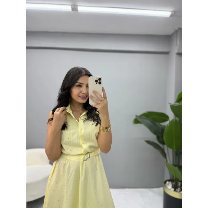 Sıfır Kol Taşlı Elbise