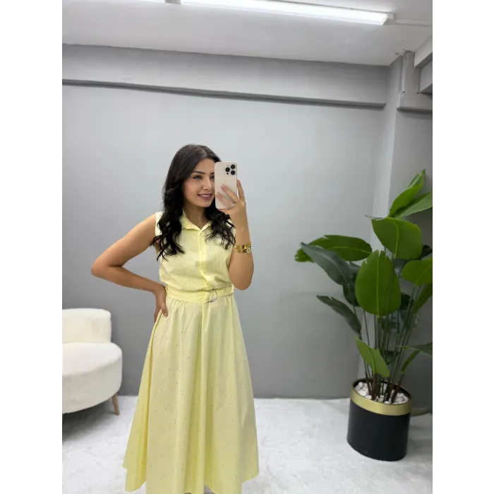 Sıfır Kol Taşlı Elbise