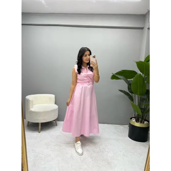 Sıfır Kol Taşlı Elbise