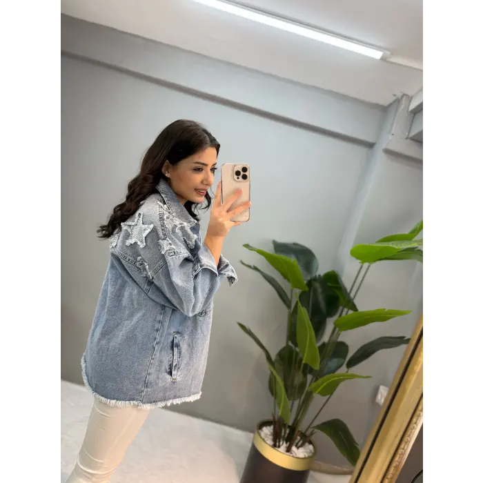 Simmy Yıldız Detaylı Kot Ceket