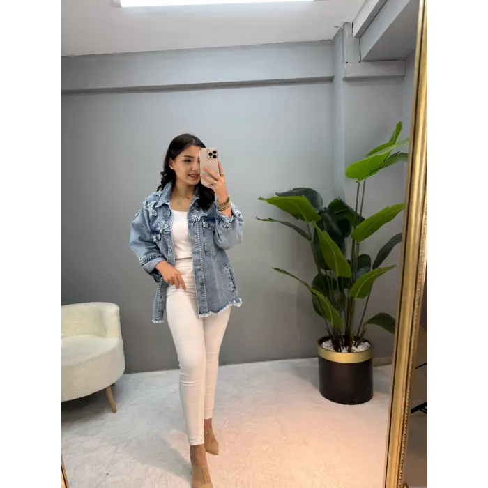 Simmy Yıldız Detaylı Kot Ceket