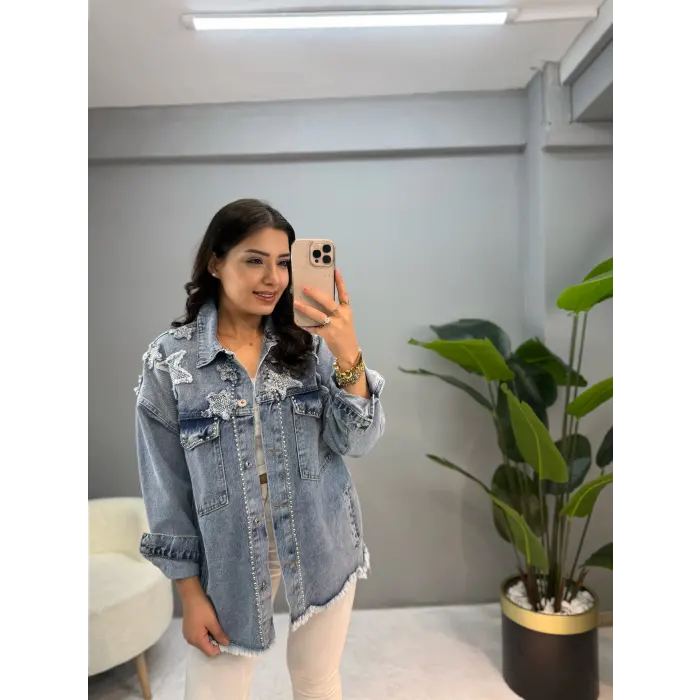 Simmy Yıldız Detaylı Kot Ceket