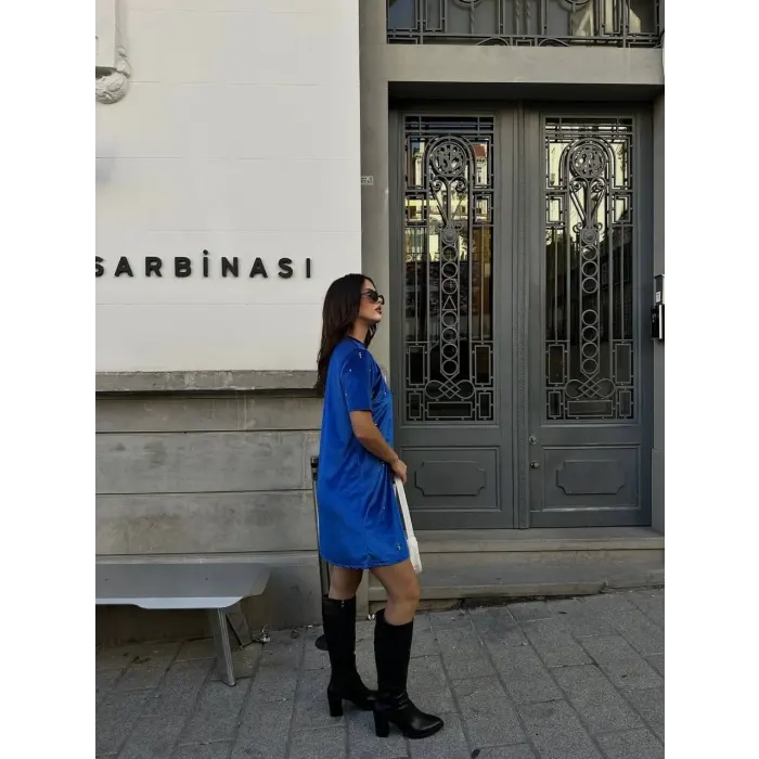 Taş Çakım Kadife Elbise