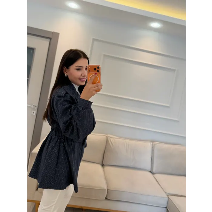 Tasarım Bel Kemerli Ceket