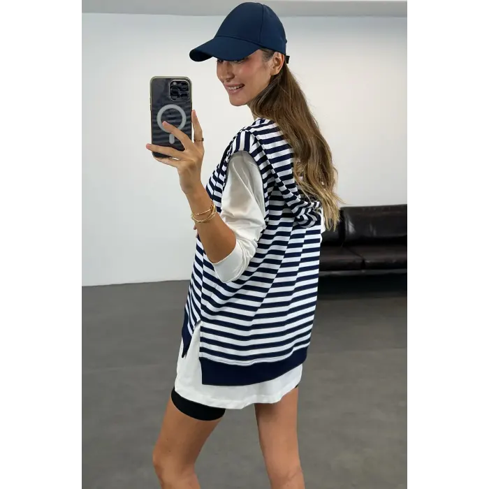 Tasarım Çizgili Sweatshirt Takım