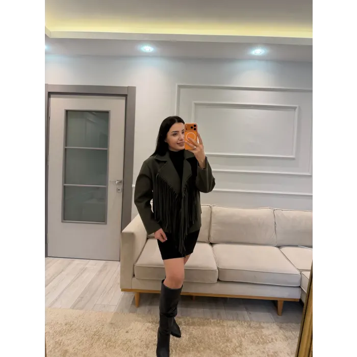 Tasarım Püsküllü Kaşe Ceket