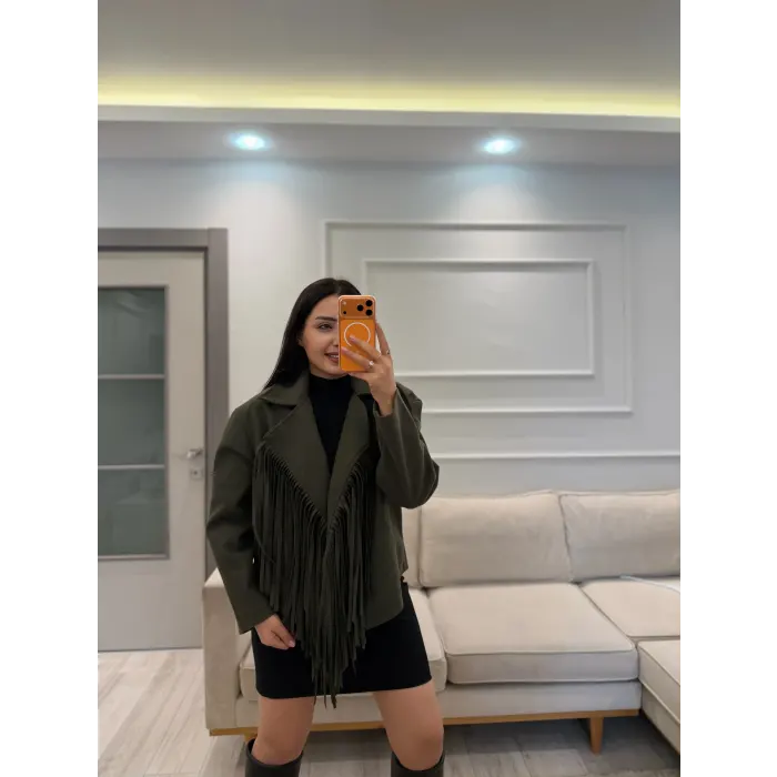 Tasarım Püsküllü Kaşe Ceket