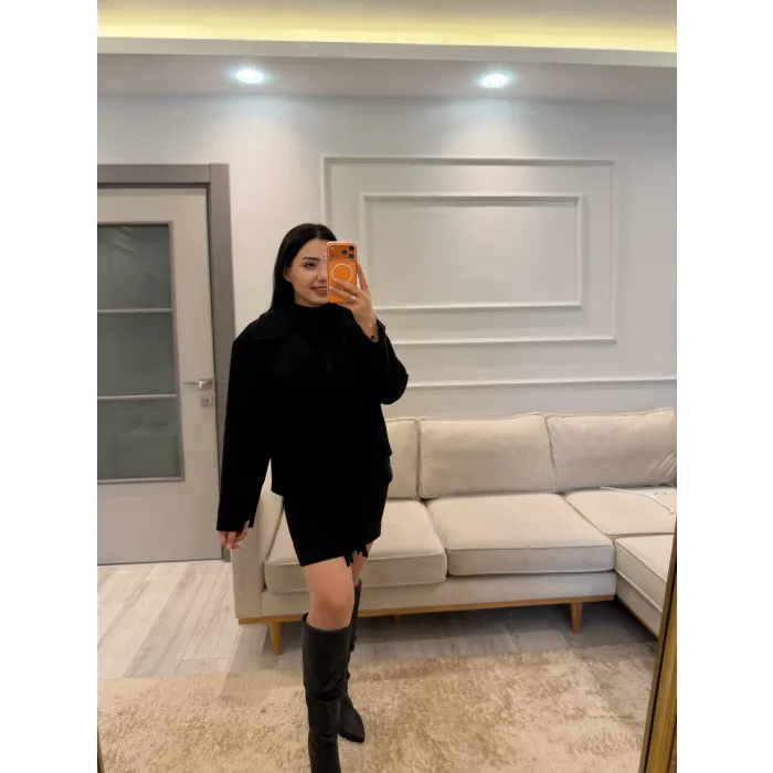 Tasarım Püsküllü Kaşe Ceket