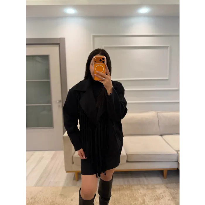 Tasarım Püsküllü Kaşe Ceket