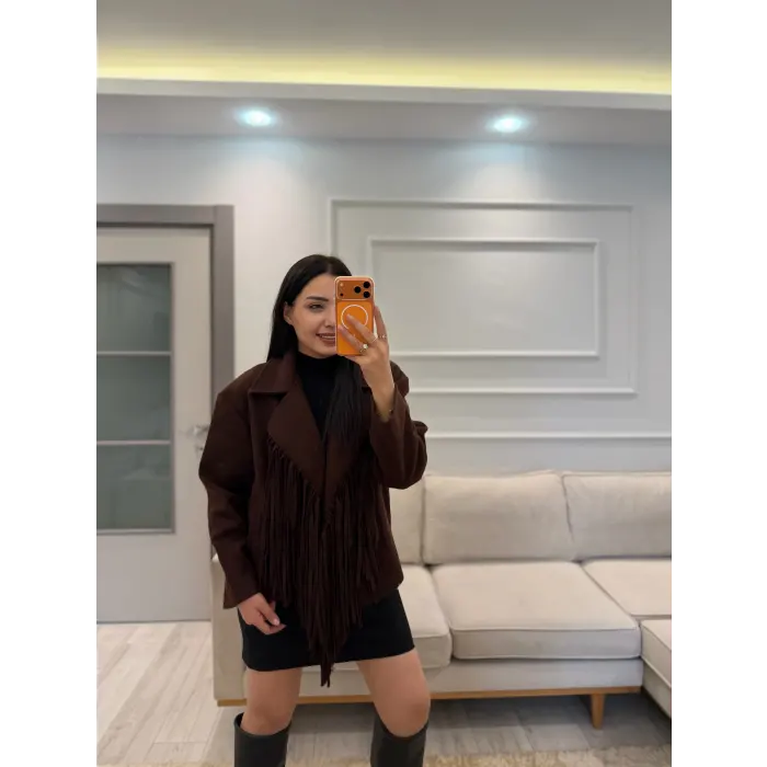 Tasarım Püsküllü Kaşe Ceket