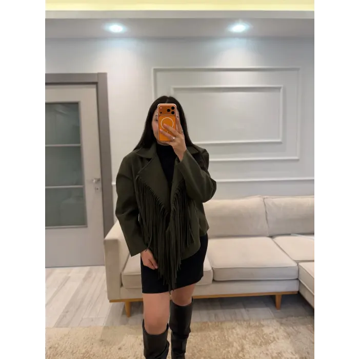 Tasarım Püsküllü Kaşe Ceket