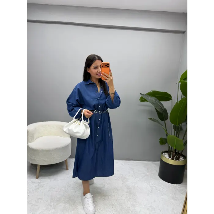 Tensel Denim Elbise