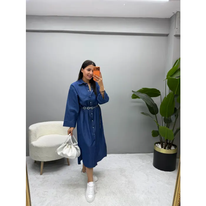 Tensel Denim Elbise