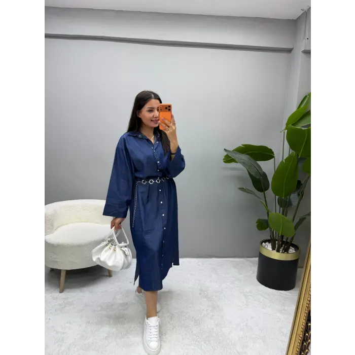 Tensel Denim Elbise