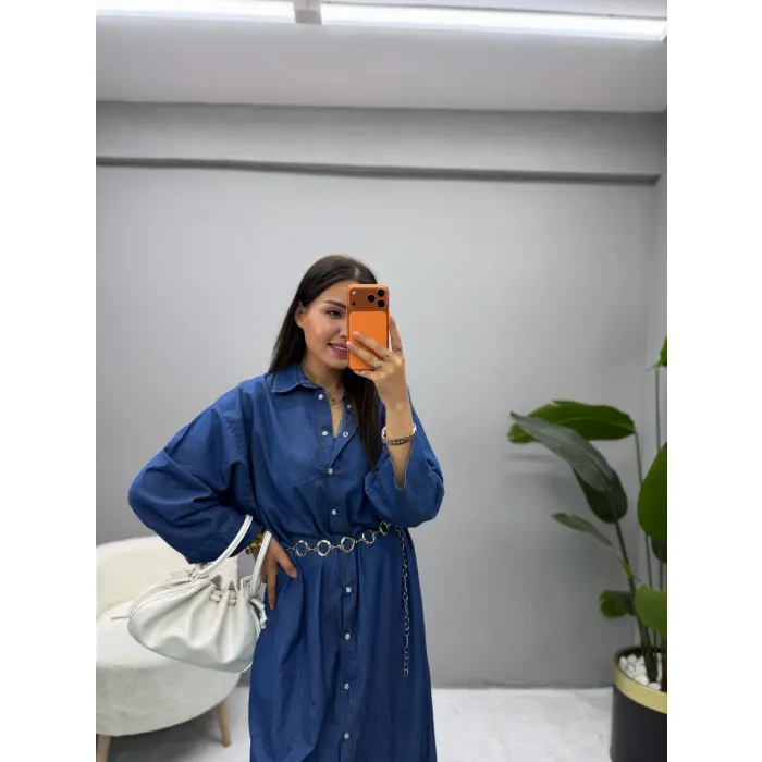 Tensel Denim Elbise