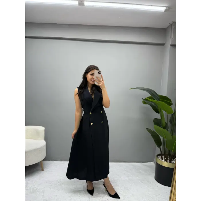 Tensel Kumaş Sıfır Kol Elbise