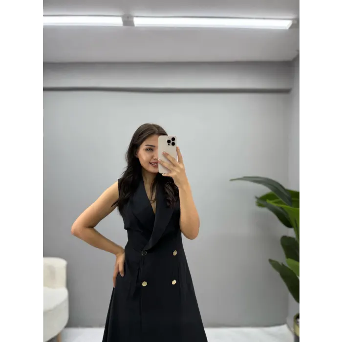 Tensel Kumaş Sıfır Kol Elbise