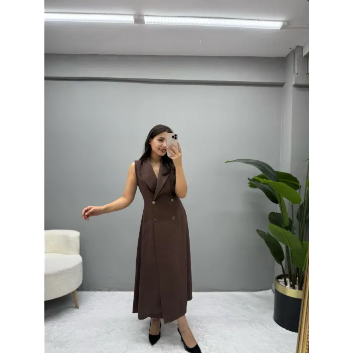 Tensel Kumaş Sıfır Kol Elbise