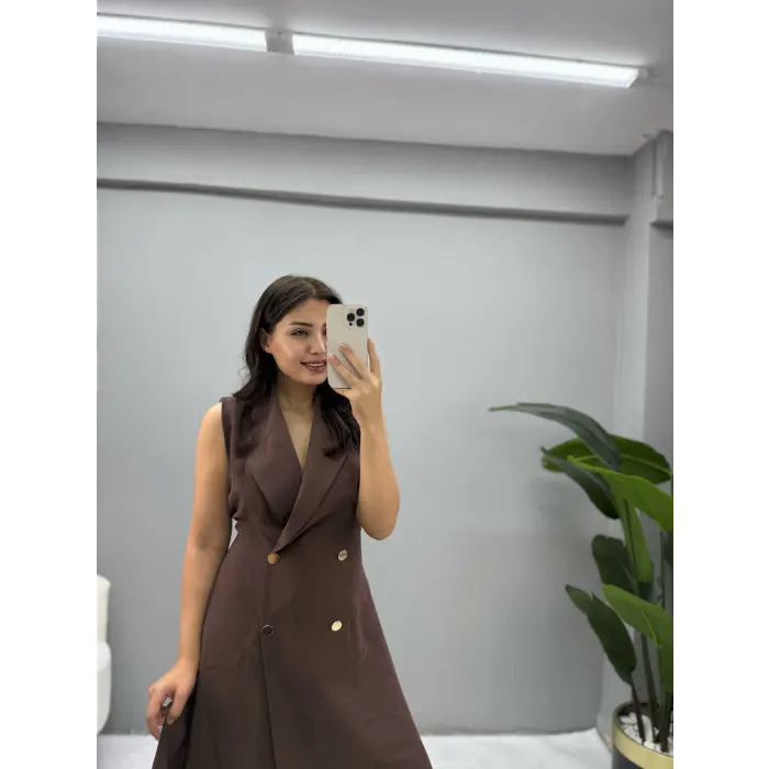 Tensel Kumaş Sıfır Kol Elbise