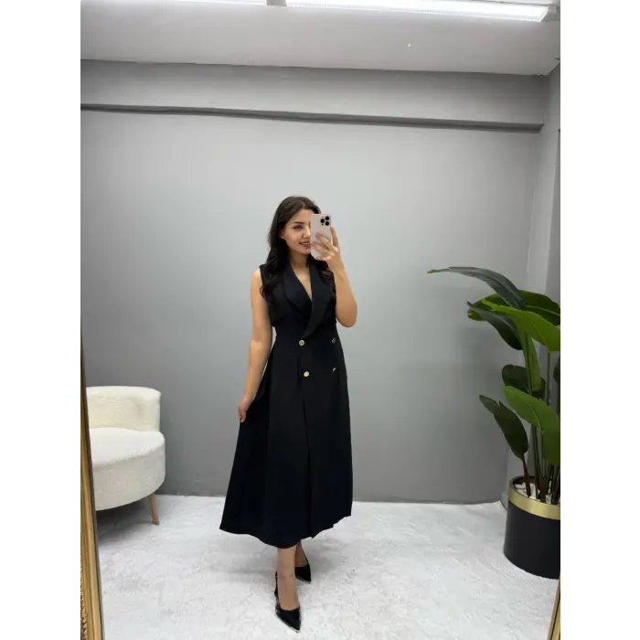 Tensel Kumaş Sıfır Kol Elbise