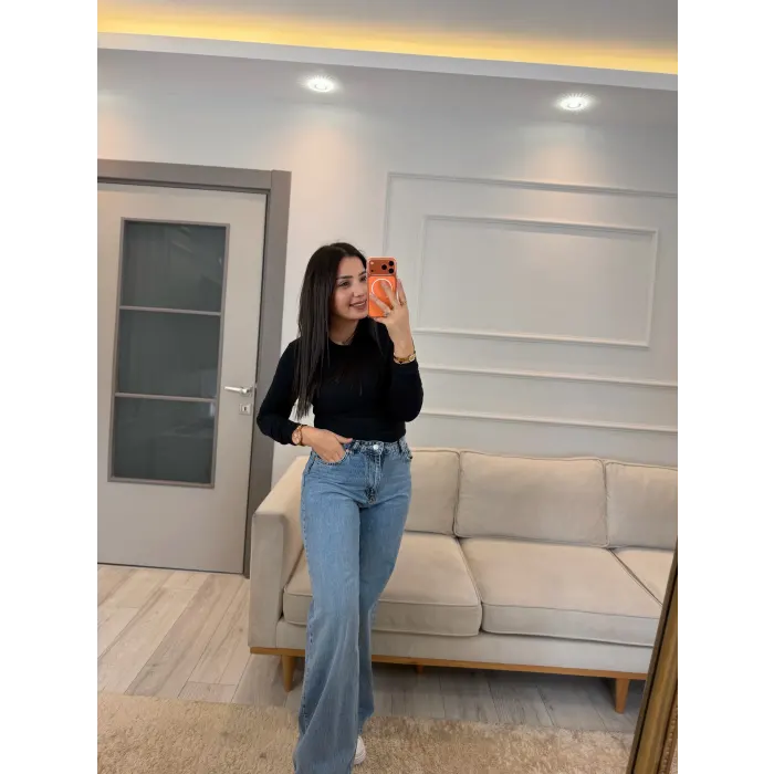 Uzun Kollu Çıt Çıtlı Body Bluz