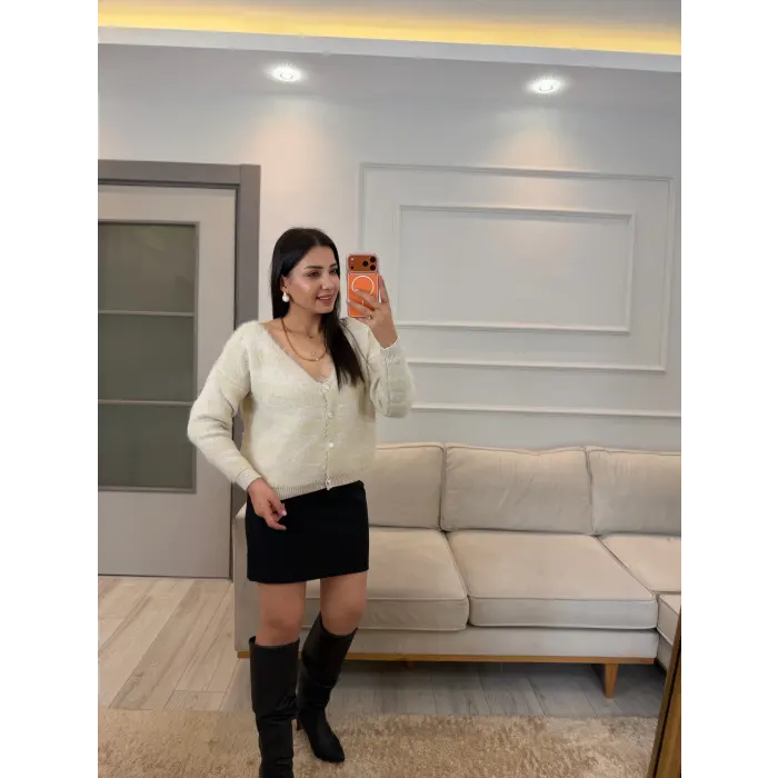 V Yaka Sakallı Triko Hırka