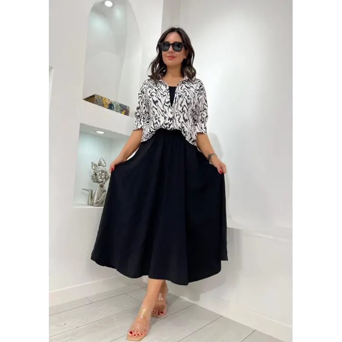 Valery Desenli Gömlek Elbise