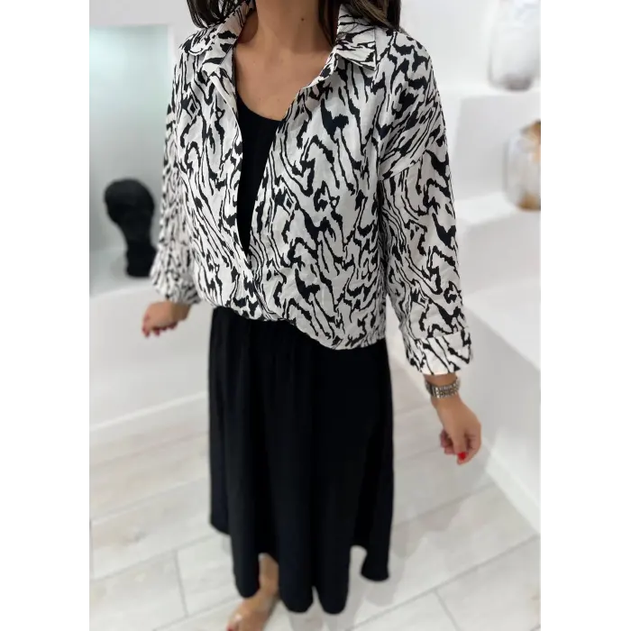 Valery Desenli Gömlek Elbise