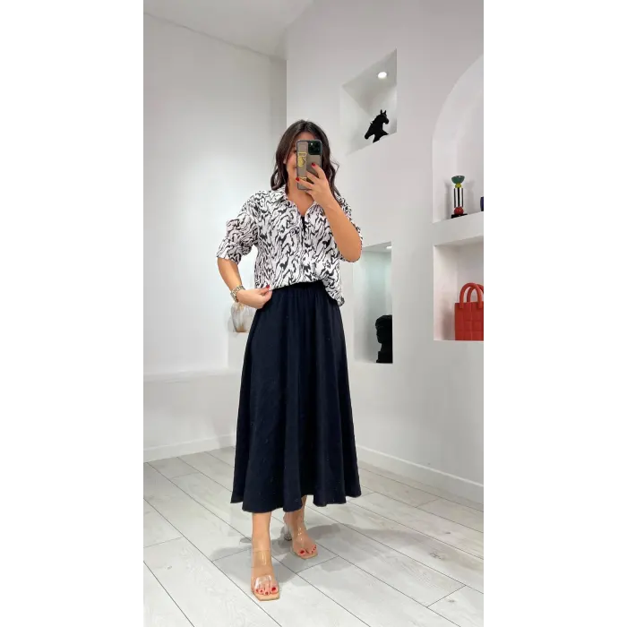 Valery Desenli Gömlek Elbise