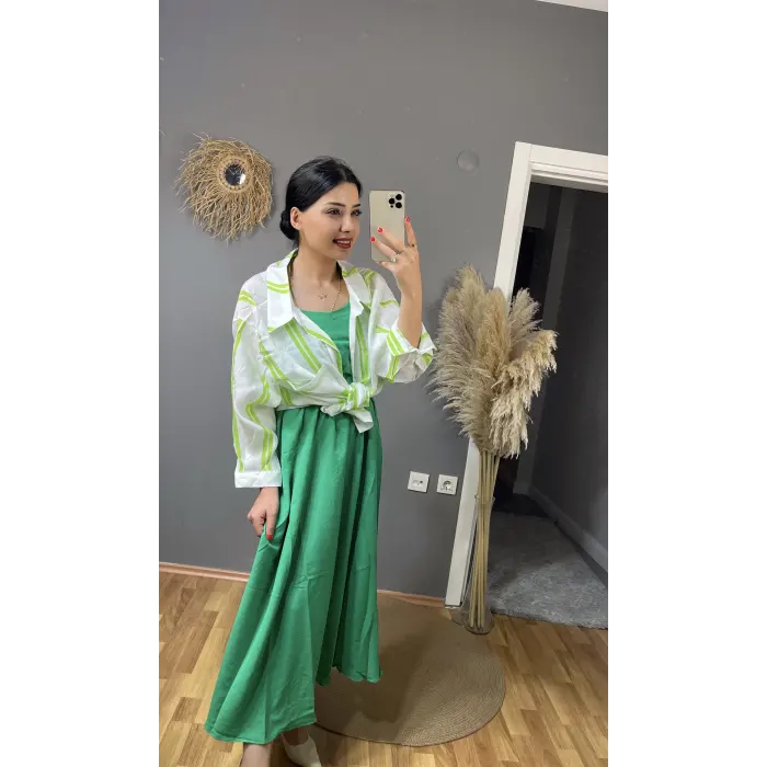 Vansoj Çizgili Oversize Gömlek