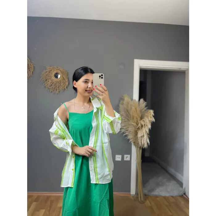 Vansoj Çizgili Oversize Gömlek