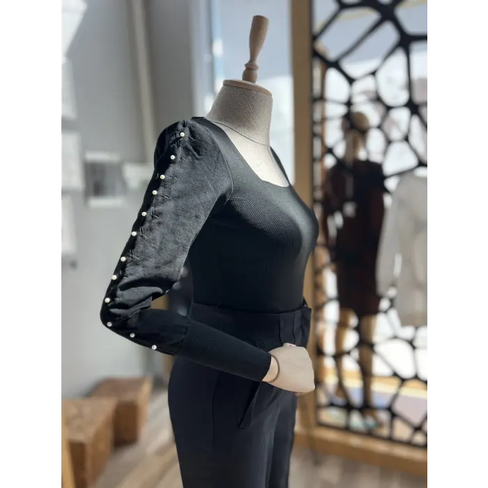 Vasai Kol İnci Detaylı Triko Bluz