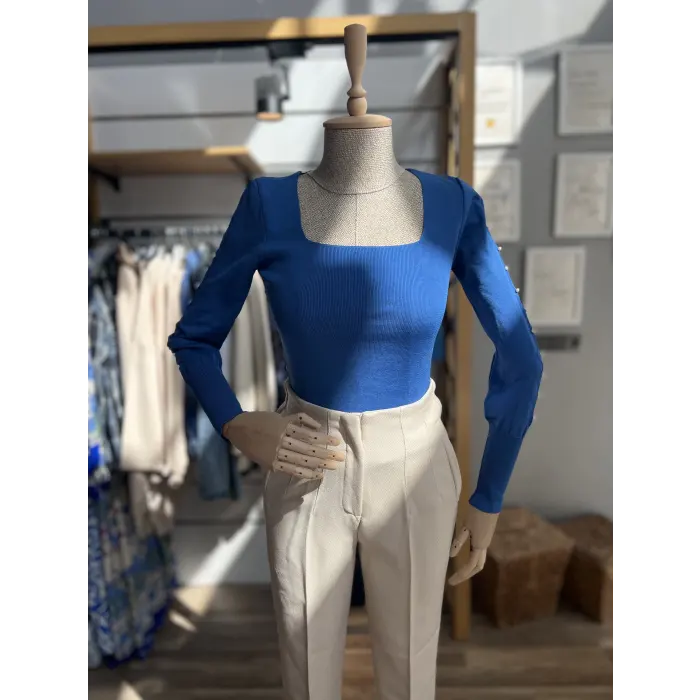 Vasai Kol İnci Detaylı Triko Bluz