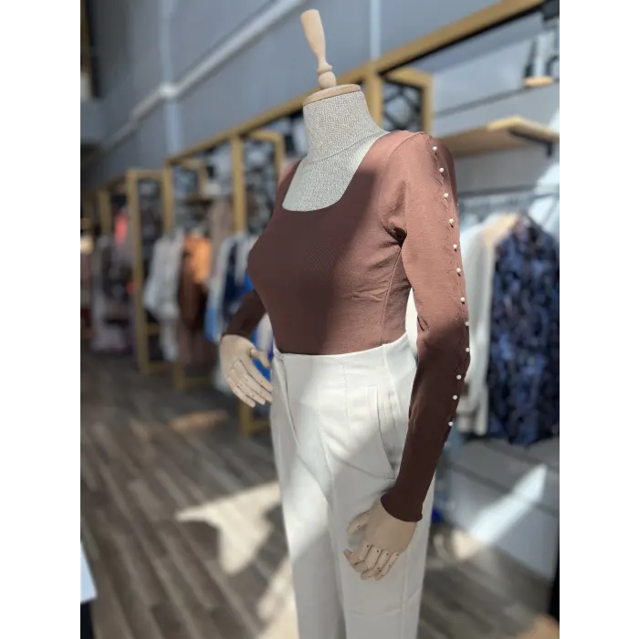 Vasai Kol İnci Detaylı Triko Bluz