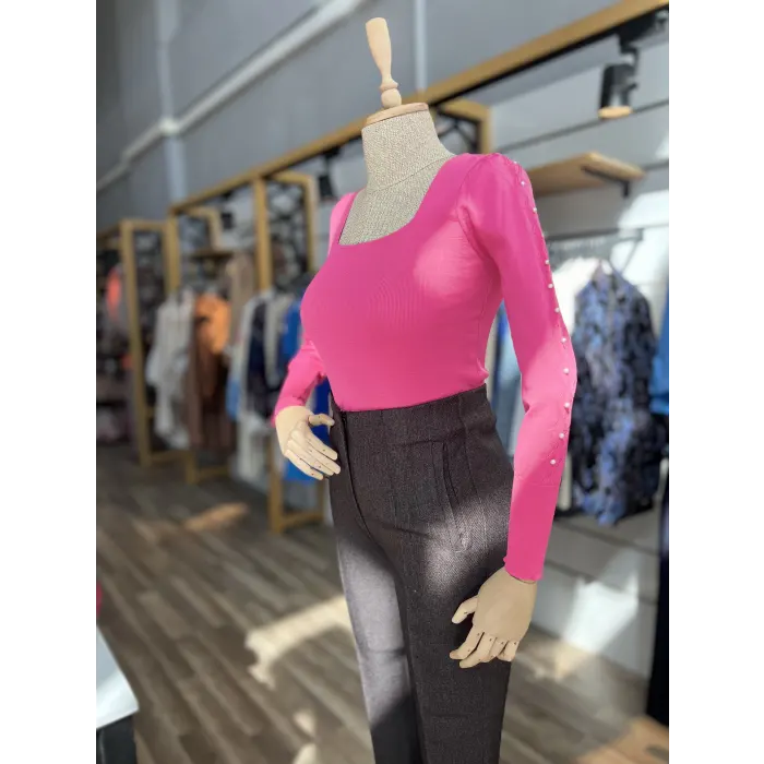 Vasai Kol İnci Detaylı Triko Bluz