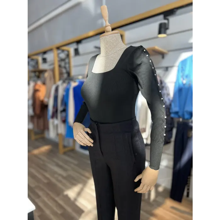 Vasai Kol İnci Detaylı Triko Bluz