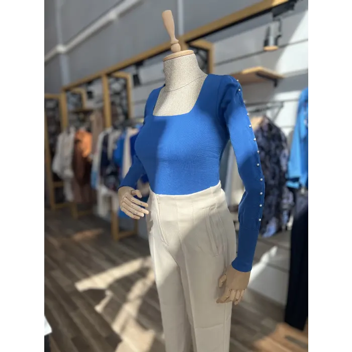Vasai Kol İnci Detaylı Triko Bluz
